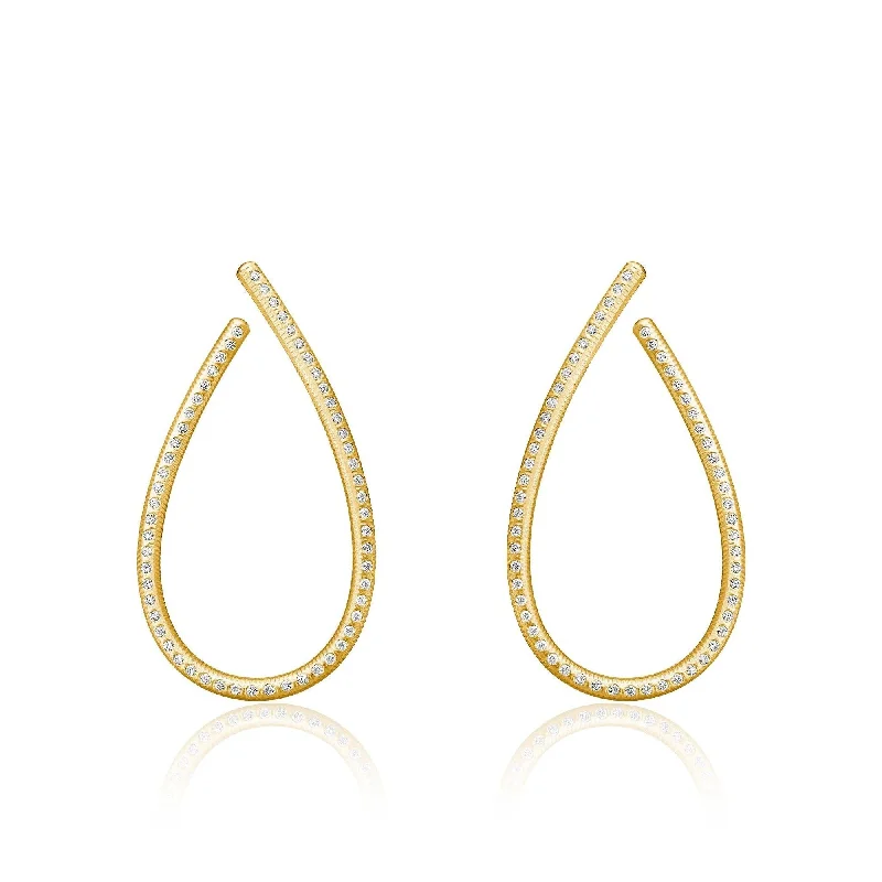 Custom Pearl Drop Earrings-Kharisma Galaxy Large 18K Gold Earrings w. Diamond