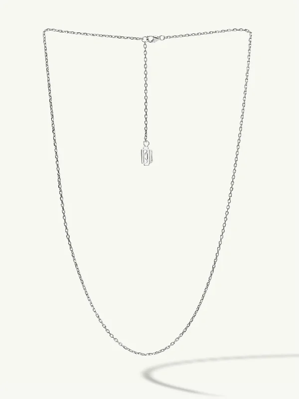 Dog Necklaces-Diamond Cut Cable Chain Necklace In 18K White Gold, 1.5mm