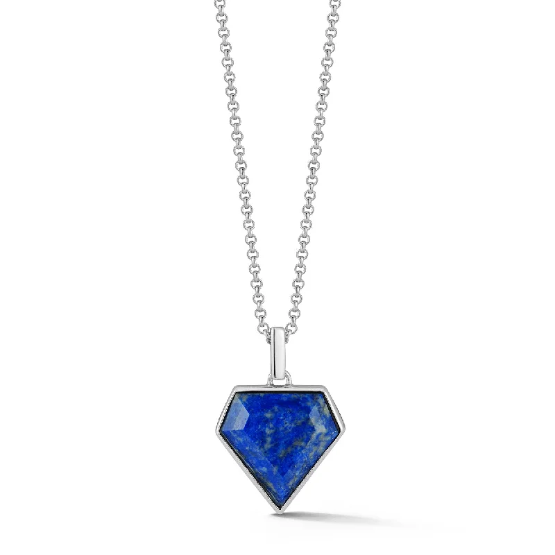 Designer Gold Necklaces-Lapis Pentagon Necklace