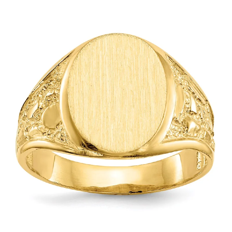 Matching Wedding Rings for Couples-2nd of CUSTOM ORDER MICHEL BOLLI - 14K Yellow Gold 15.0x11.5mm Open Back Men's Signet Ring