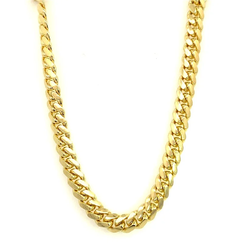 Thin Necklaces-14K Yellow Gold 6.0mm Solid Miami Curb Chain Necklace