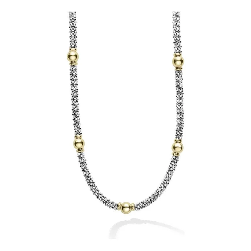 Charm Necklaces-Lagos 18K and Sterling Silver Station Necklace