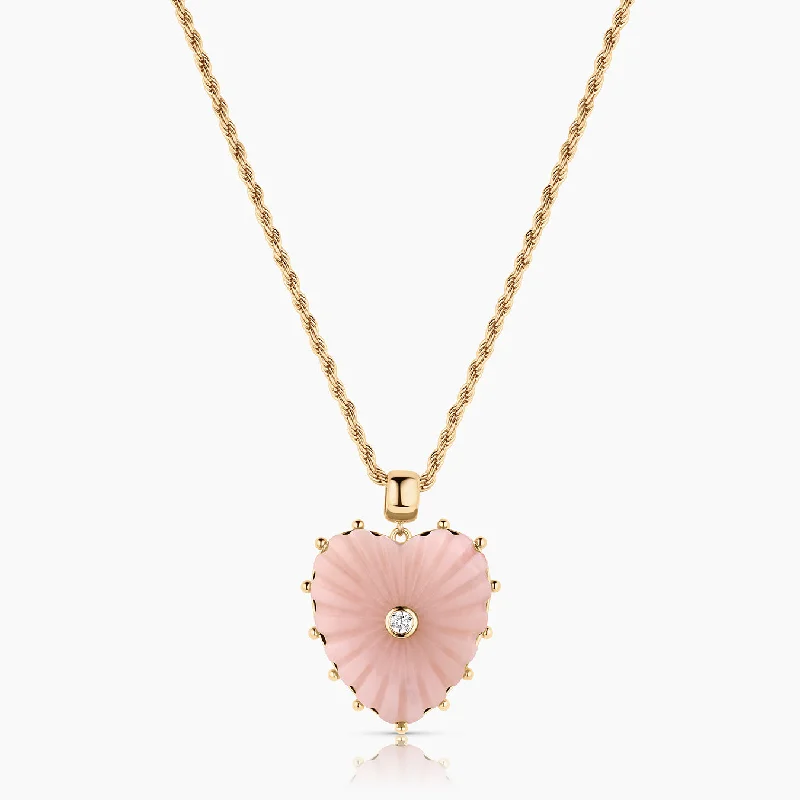 Engagement Necklaces-Malene Pink Opal Rope Necklace