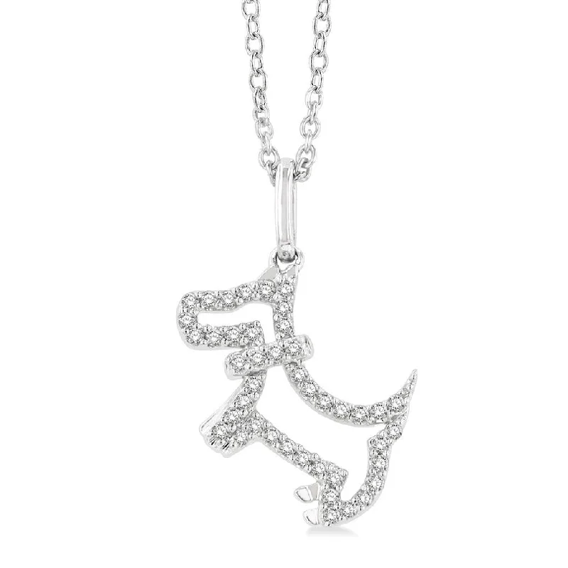 Jewelry Necklaces-10K White Gold Dog Petite Diamond Pendant Necklace