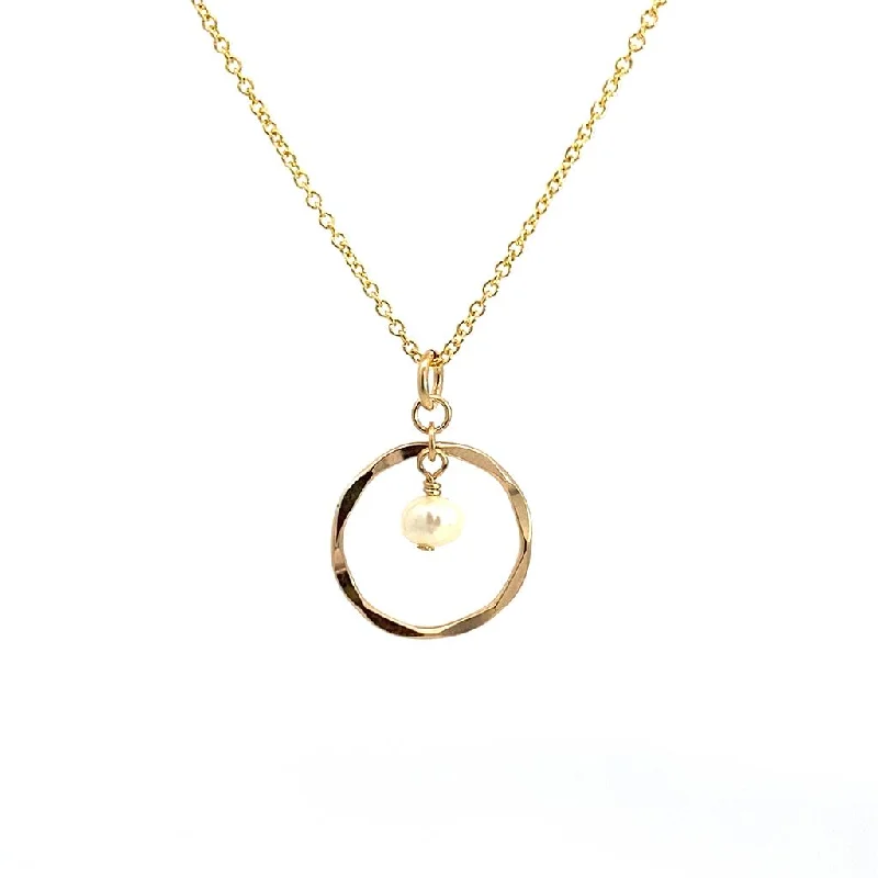 Trendy Fashion Necklaces-June Birthstone Necklace: Yellow Gold Filled Necklace With Pearl Bead