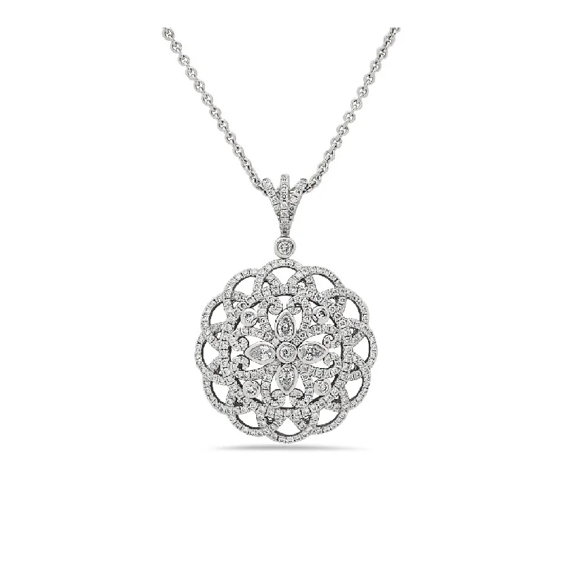 Affordable Gold Necklaces-Diamond Pave Round Amulet Pendant