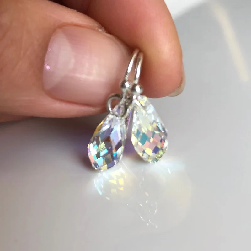 Handmade Pearl Drop Earrings-teardrop earrings - clear AB