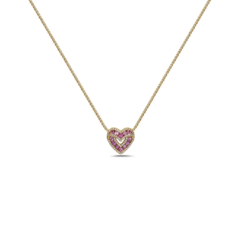 Layered Chain Necklaces-Diamond Sweetheart Pendant