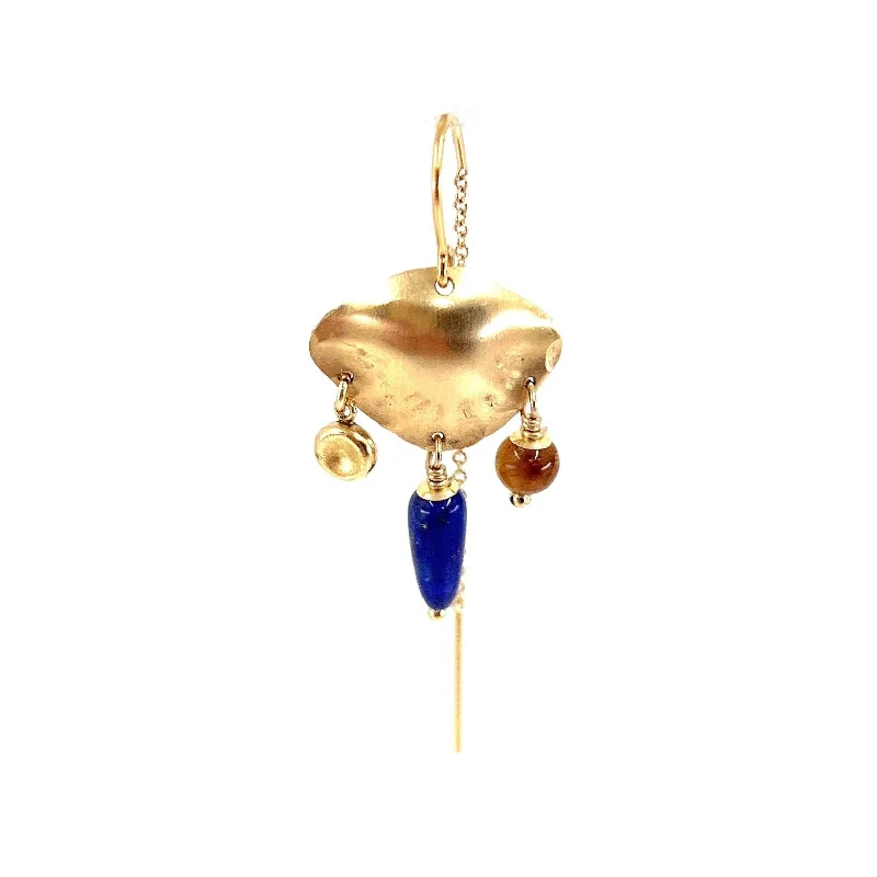 Modern Gemstone Earrings for Women-Greta 14K Goldfilled Earring w. Lapis & Tiger's Eye