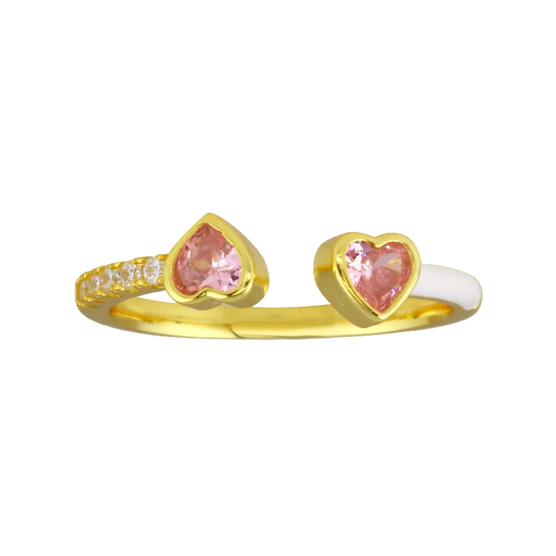 Custom Women’s Wedding Bands-Heart Stone Enamel Band