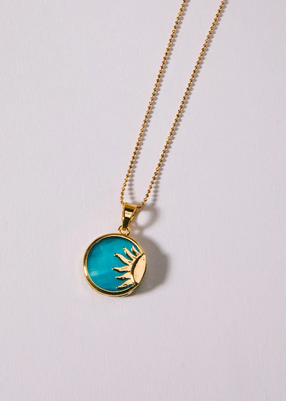 Unique Pendant Necklaces-Blue Transparent Sun Necklace