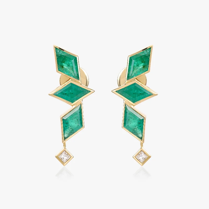 Custom Gemstone Earrings-Waha emerald earrings