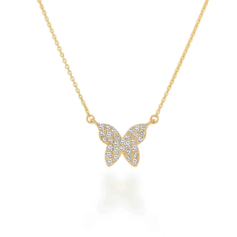 Spiritual Healing Necklaces-Rachel Reid Mini Diamond Butterfly Necklace