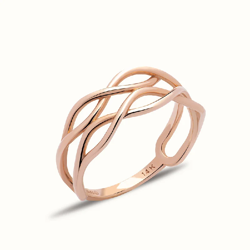 Custom Wedding Bands for Brides and Grooms-entwined Nature Gold Ring