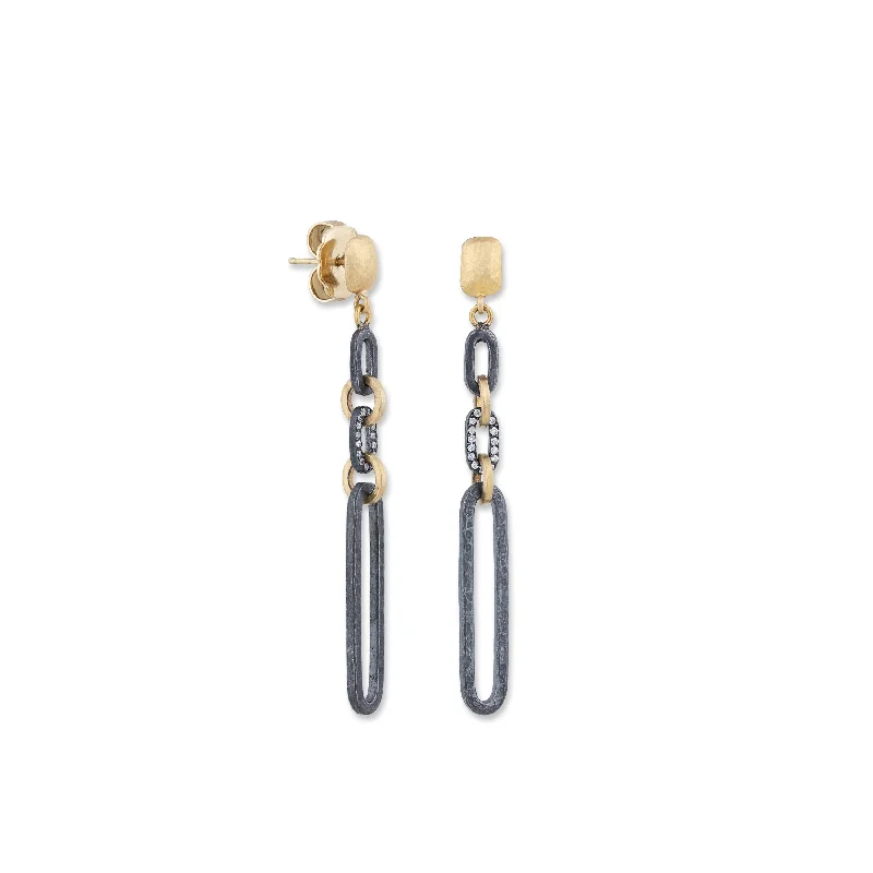 Gold Drop Earrings with Crystals-Lika Behar Diamond Link Drop Earrings