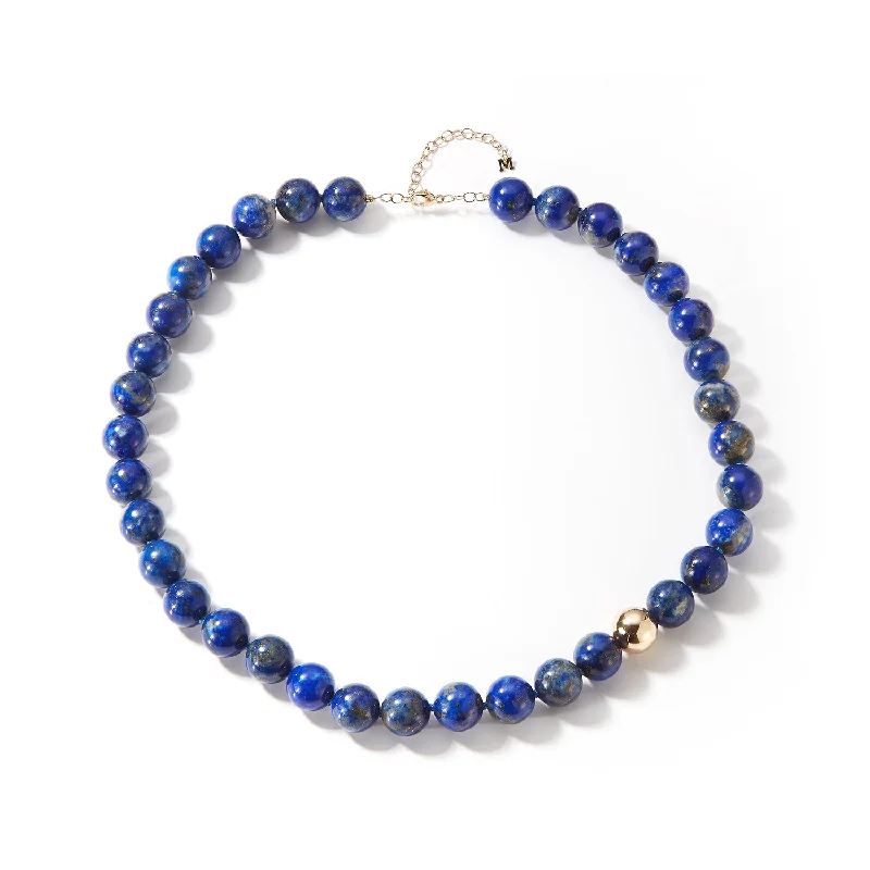 Personalized Gold-Plated Necklaces-14kt Lapis with Gold Dot Necklace