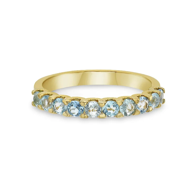 Affordable Gemstone Wedding Rings-Paraíba Tourmaline Half Eternity Ring