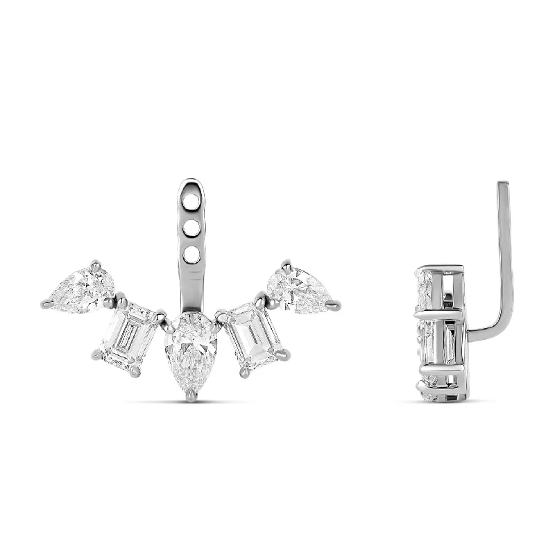 Silver Stud Earrings for Women-Multishape Lab Diamond Jackets