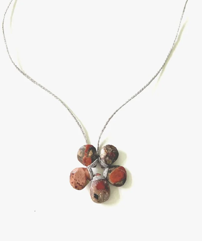 Artistic Necklaces-ANN LIGHTFOOT - PETITE RED SPOTTED CHALCEDONY FLOWER NECKLACE