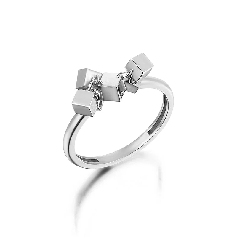 Wedding Rings with Personalization-Gravity Cubes Ring