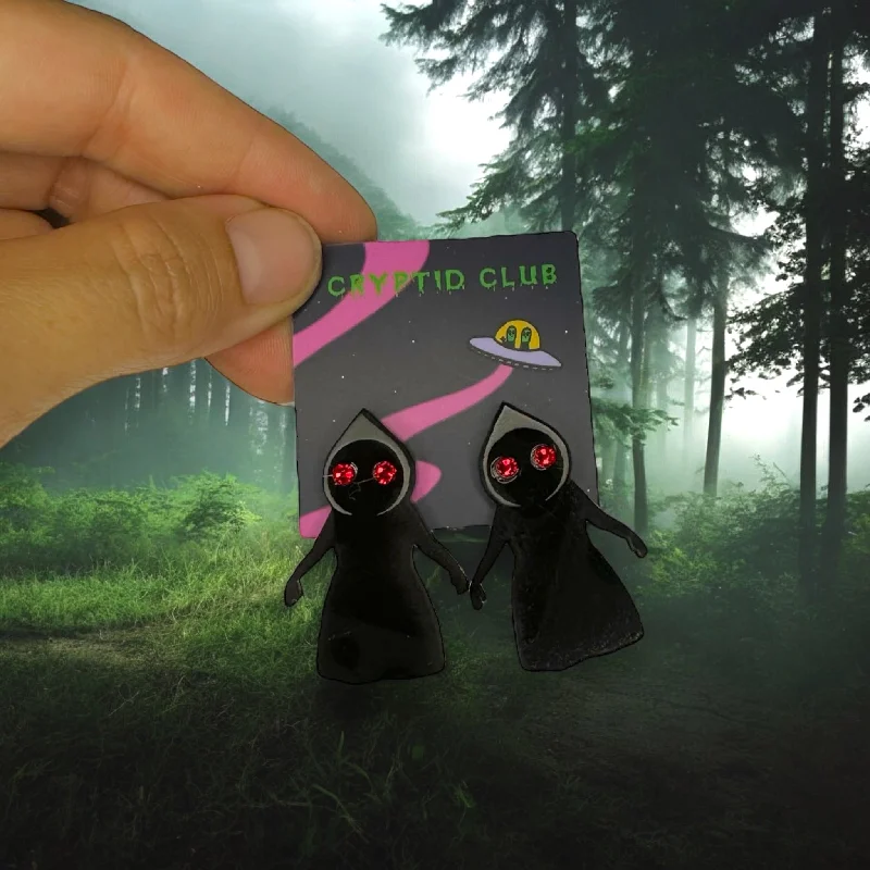 Dazzling Gemstone Earrings-Last Chance! Cryptid Club The Flatwoods Monster Earrings