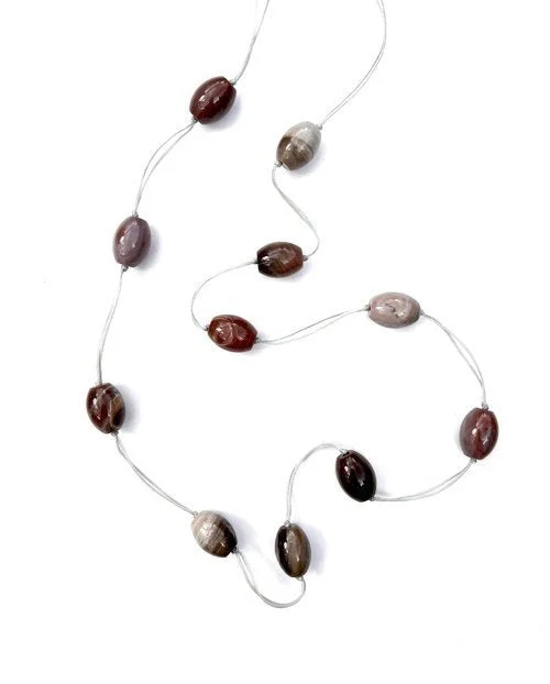 Multi-Strand Necklaces-ANN LIGHTFOOT - INTERMITTENT STRAND NECKLACE OF PETRIFIED WOOD