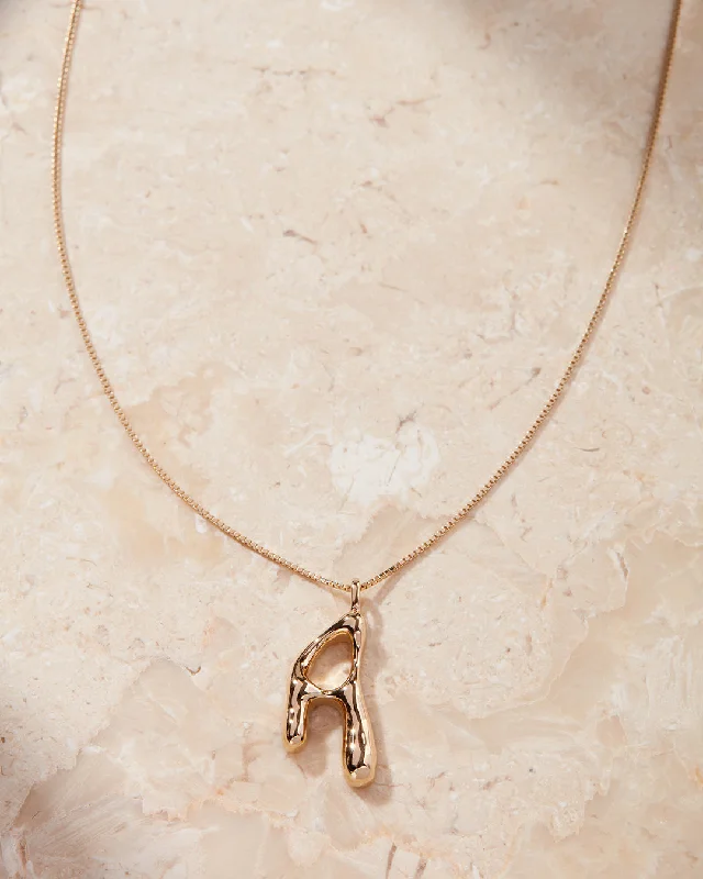 Adjustable Necklaces-Goopy Letter Initial Charm Necklace