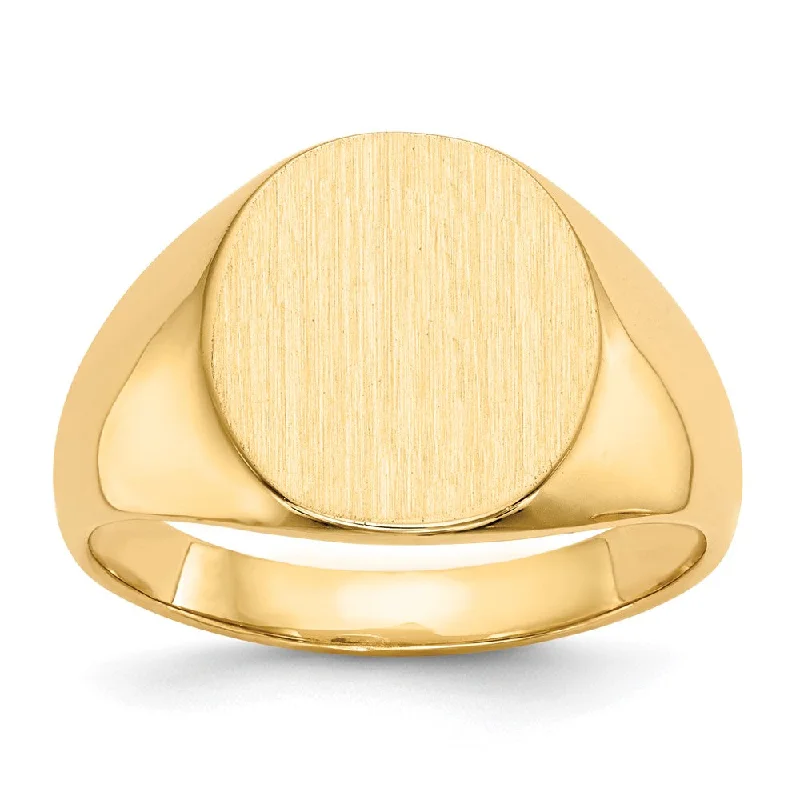 Custom Diamond Wedding Rings for Women-18k Yellow Gold 15.5x13.5mm Closed Back Men's Signet Ring