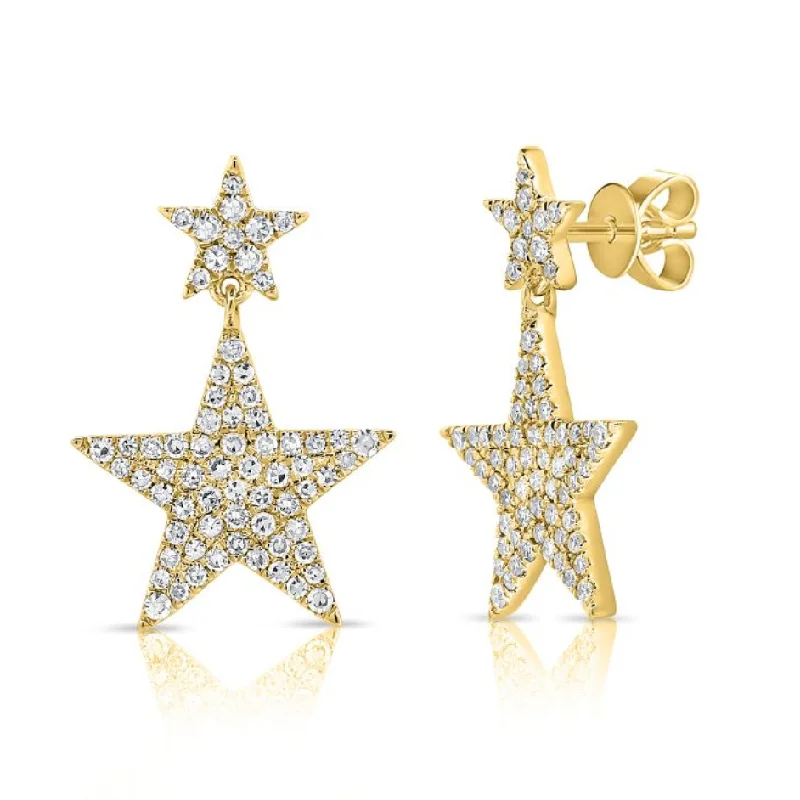 Luxury Silver Earrings for Women-Double Star Diamond Studs