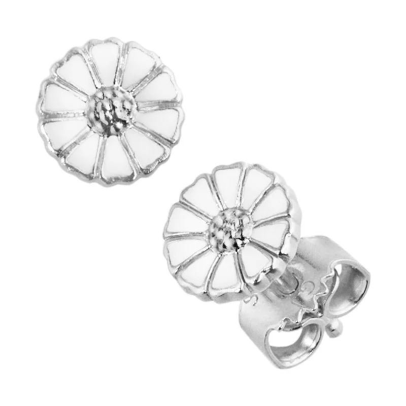 Elegant Drop Earrings for Women-Daisy 7 mm. Silver Earrings