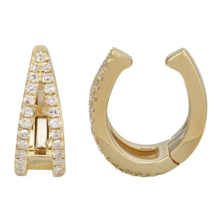 Small Drop Earrings-Diamond V Pave Ear Cuff