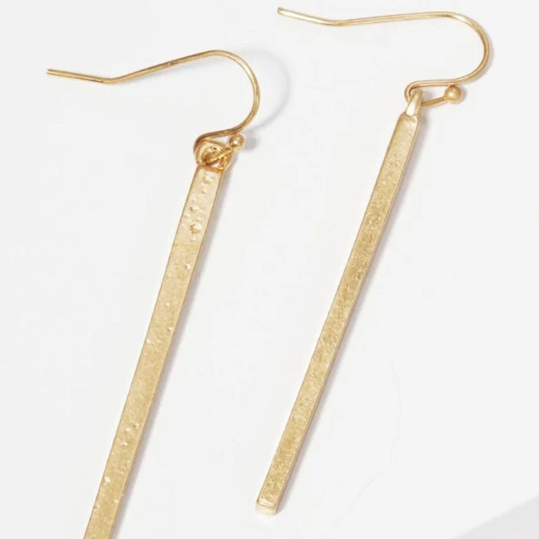 Custom Gemstone Drop Earrings-Gold Polished Metal Bar Drop Earrings