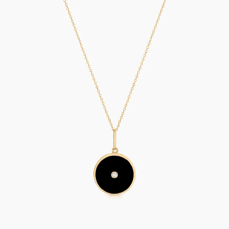 Personalized Gold-Plated Necklaces-Balia Black Enamel Necklace