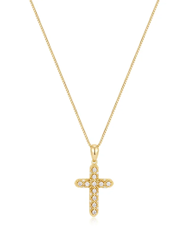 Gothic Necklaces-Coco Cross Necklace- Gold