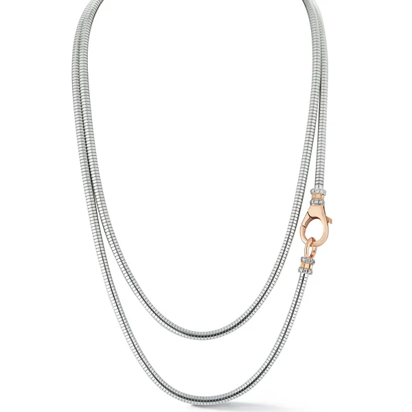 Silk Thread Necklaces-Walters Faith Sterling Silver and Rose Gold Diamond Boa Chain Necklace