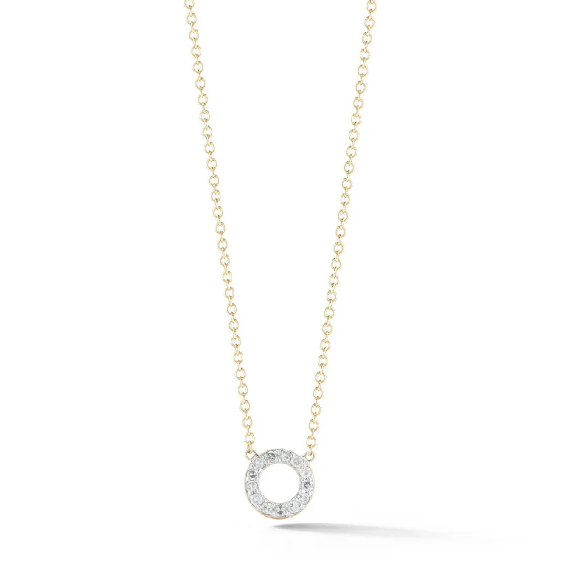 Bridal Set Necklaces-*14kt Gold Mini Diamond Circle Necklace