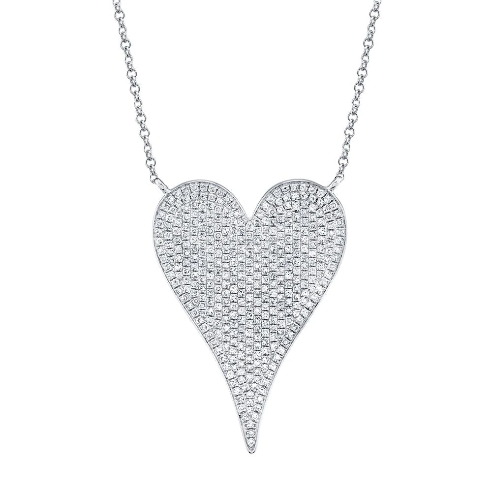 Crystal Pendant Necklaces-Shy Creation 'Amor' Pave Diamond Heart Necklace - Large