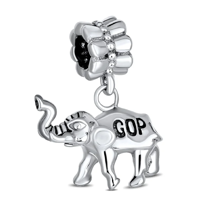 Unique Stone Bracelets for Women-Republican Elephant Dangle Charm Bead Sterling Silver for European Bracelet