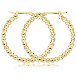 Chic Gold Drop Earrings-14k yellow gold beaded hoop