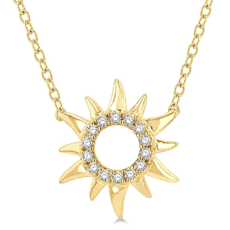 Adjustable Necklaces-10K Yellow Gold Petite Sunburst Diamond Necklace