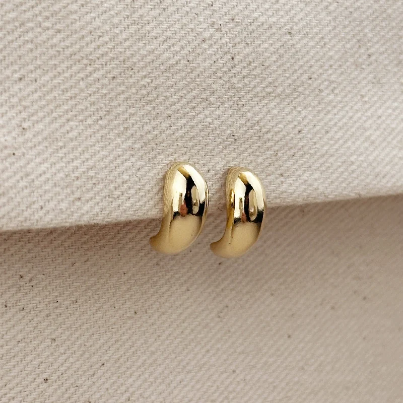 Colorful Drop Stud Earrings-18k Gold Filled Polished Curved Small Stud Earrings