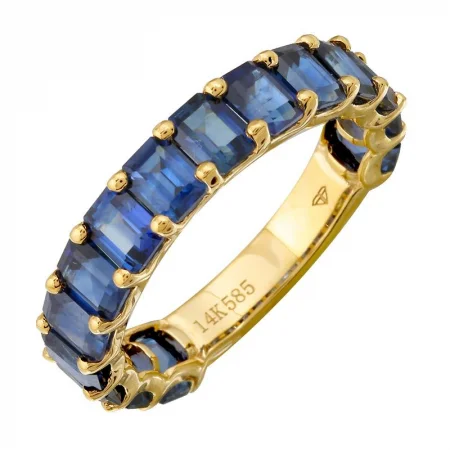 Dazzling Drop Earrings for Women-14k Gold Blue Sapphire 3/4 Eternity Ring