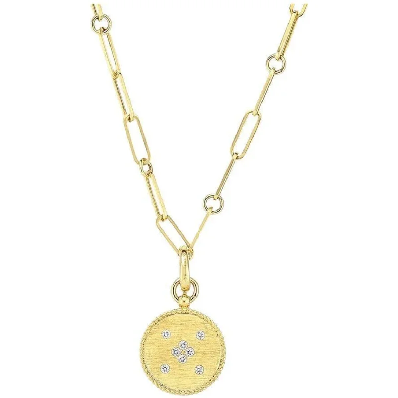 Spiritual Healing Necklaces-Roberto Coin 18K Yellow Gold Venetian Princess Medallion Necklace