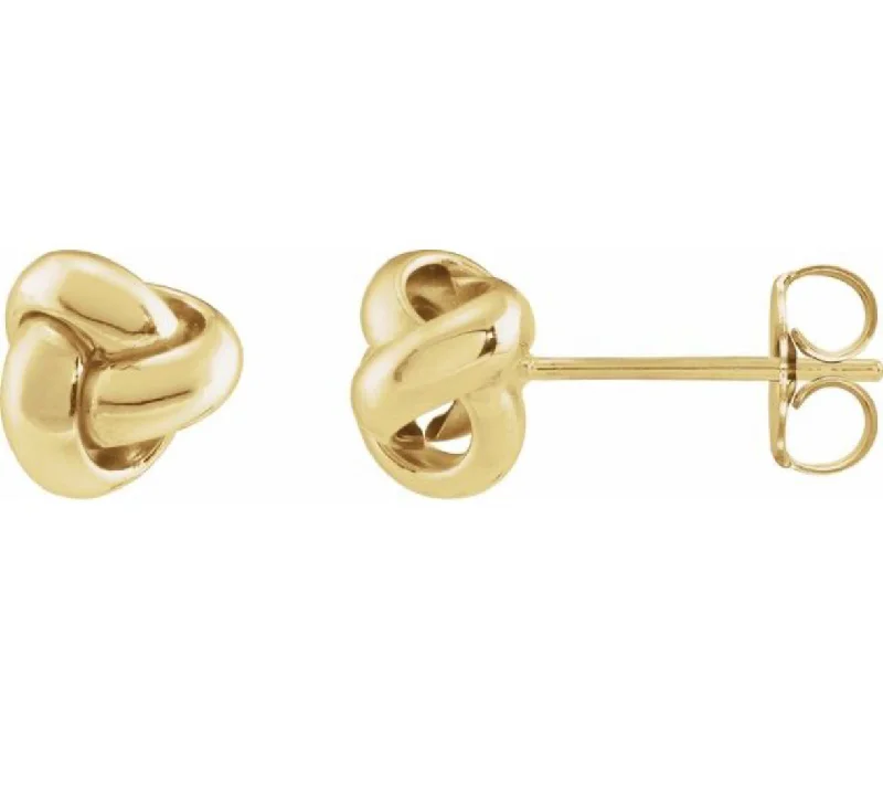 Large Gold Drop Earrings-Gold Knot Studs