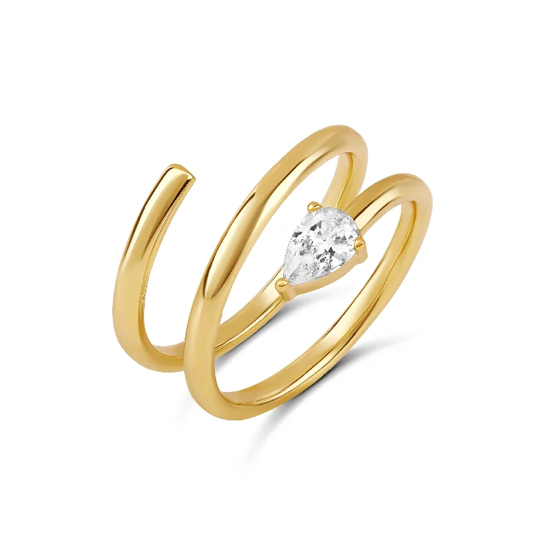 Handmade Engagement Bands-Spiral Diamond Pear Ring