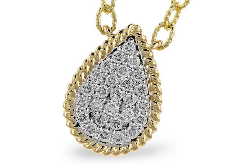 Christmas Necklaces-14K Yellow Gold Teardrop Diamond Cluster Necklace