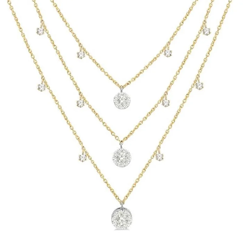 Crystal Necklaces-14K Yellow Gold 'Lovebright' Natural Diamonds Layered Necklace