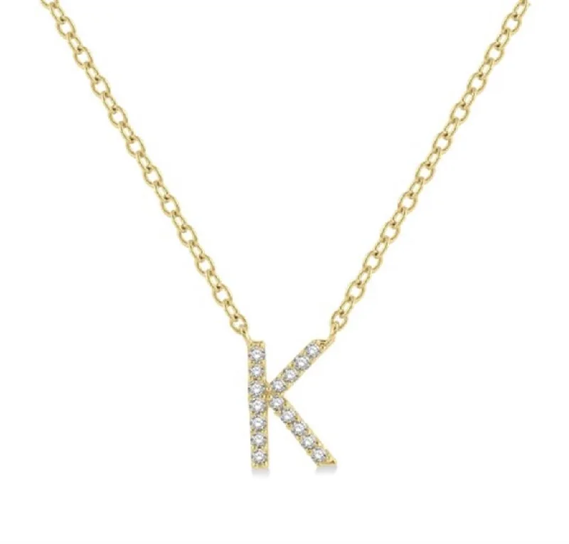 Long Necklaces-10K Yellow Gold K Initial Diamond Necklace