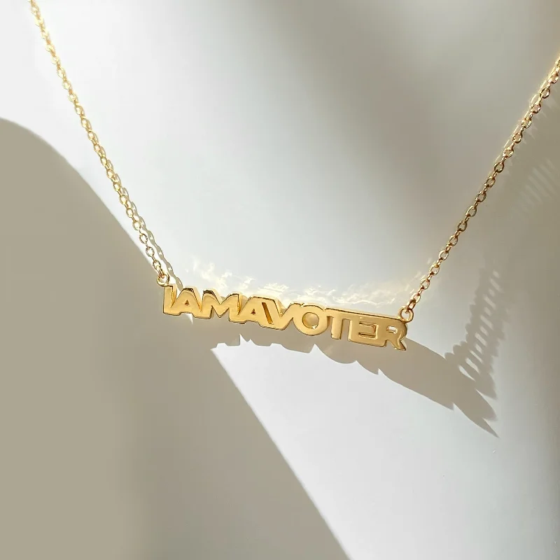 Custom Made Necklaces-IAMAVOTER Script Necklace