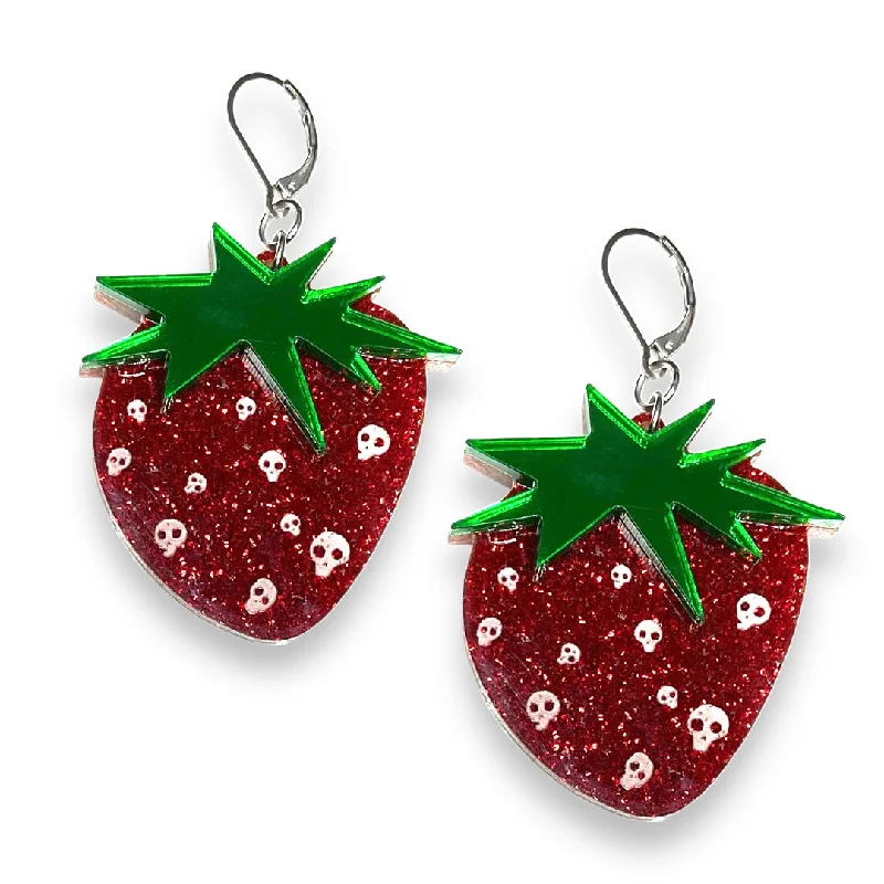 Bold Silver Earrings-Emily The Strange® Skullberry Ear Hooks